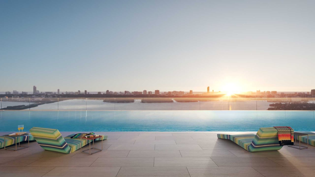 Missoni Baia infinity pool looking east