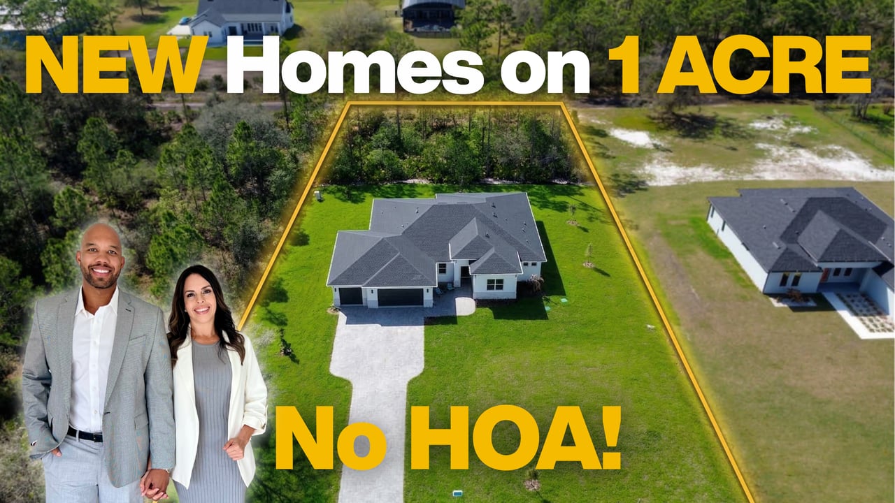 New Construction Florida Homes For Sale on 1 Acre lots | No HOA in Orlando You Need to See!