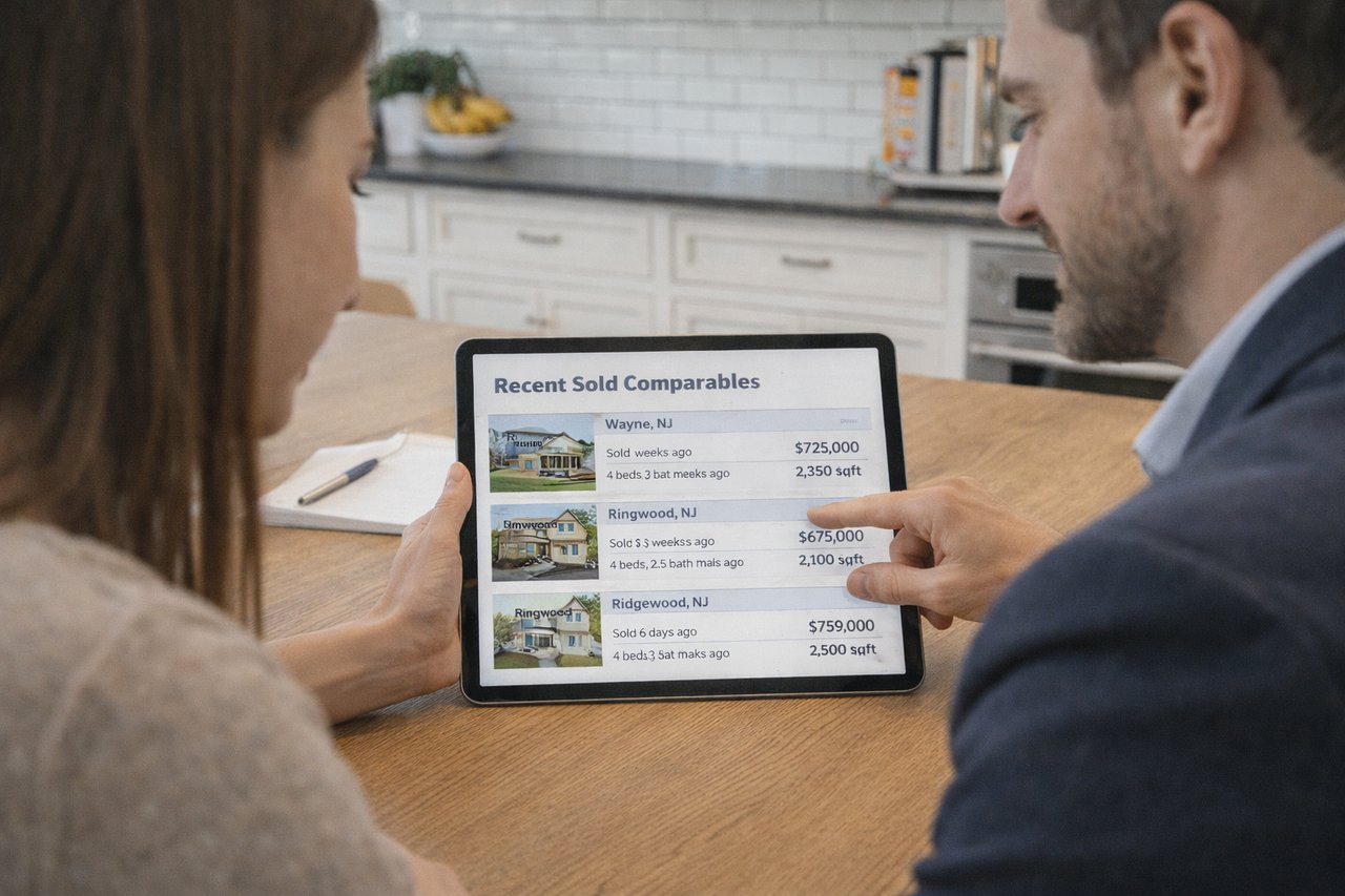 Homeowner reviewing a professional home value estimate in Northern New Jersey.