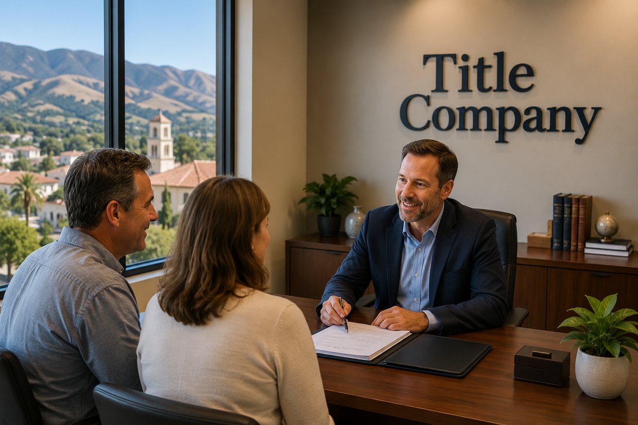Real estate title documents, escrow paperwork, and property records involved in a Central Coast home sale