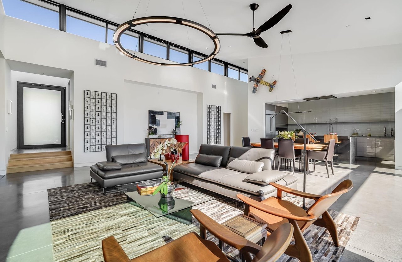 high ceiling living room