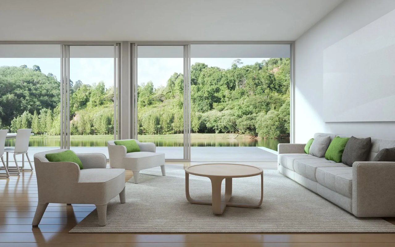 Inviting living room in Westlake Village, California, with a plush couch, comfy chair, and coffee table. 