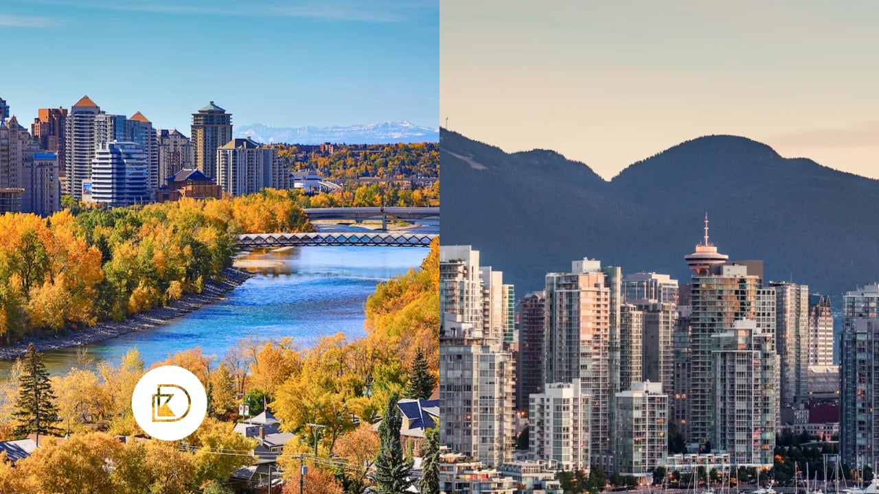 Downtown Calgary and Vancouver 