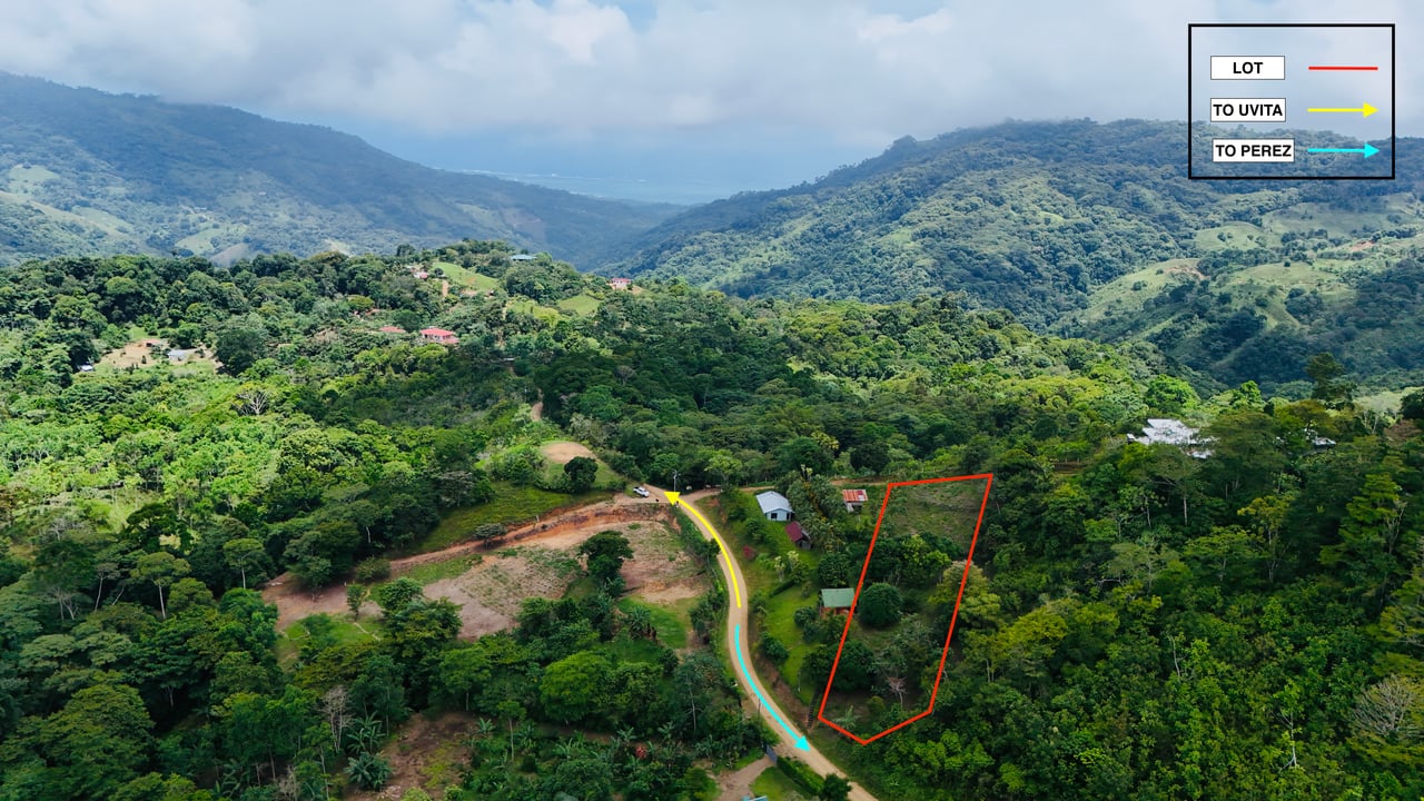 Ocean & Mountain View Lot with Multiple Building Sites-20 Minutes from Uvita