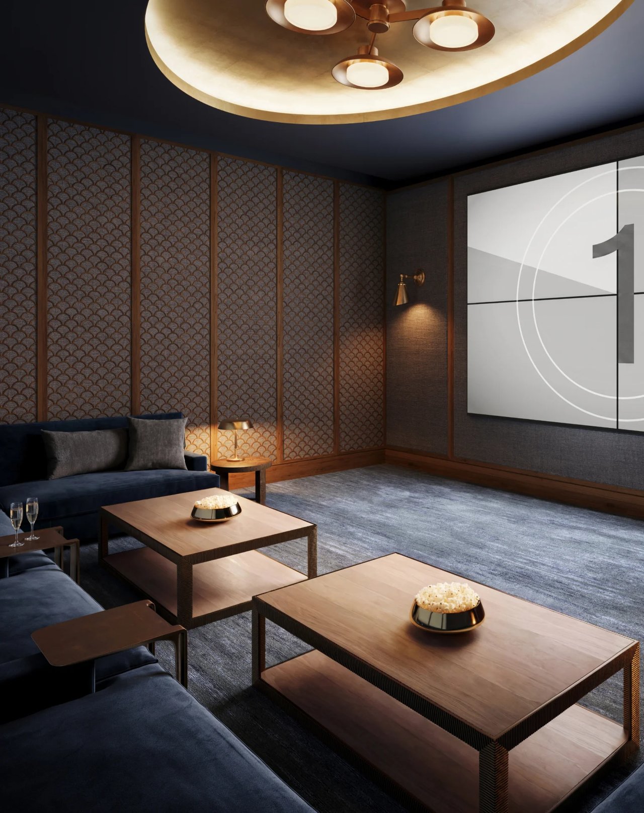 The Ritz-Carlton Residences Fort Lauderdale Beach screening room rendering.