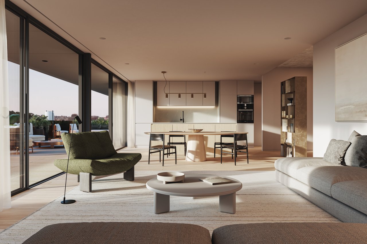 Elegant 4-Bedroom Penthouse with Expansive Terraces and Private Pool near Porto