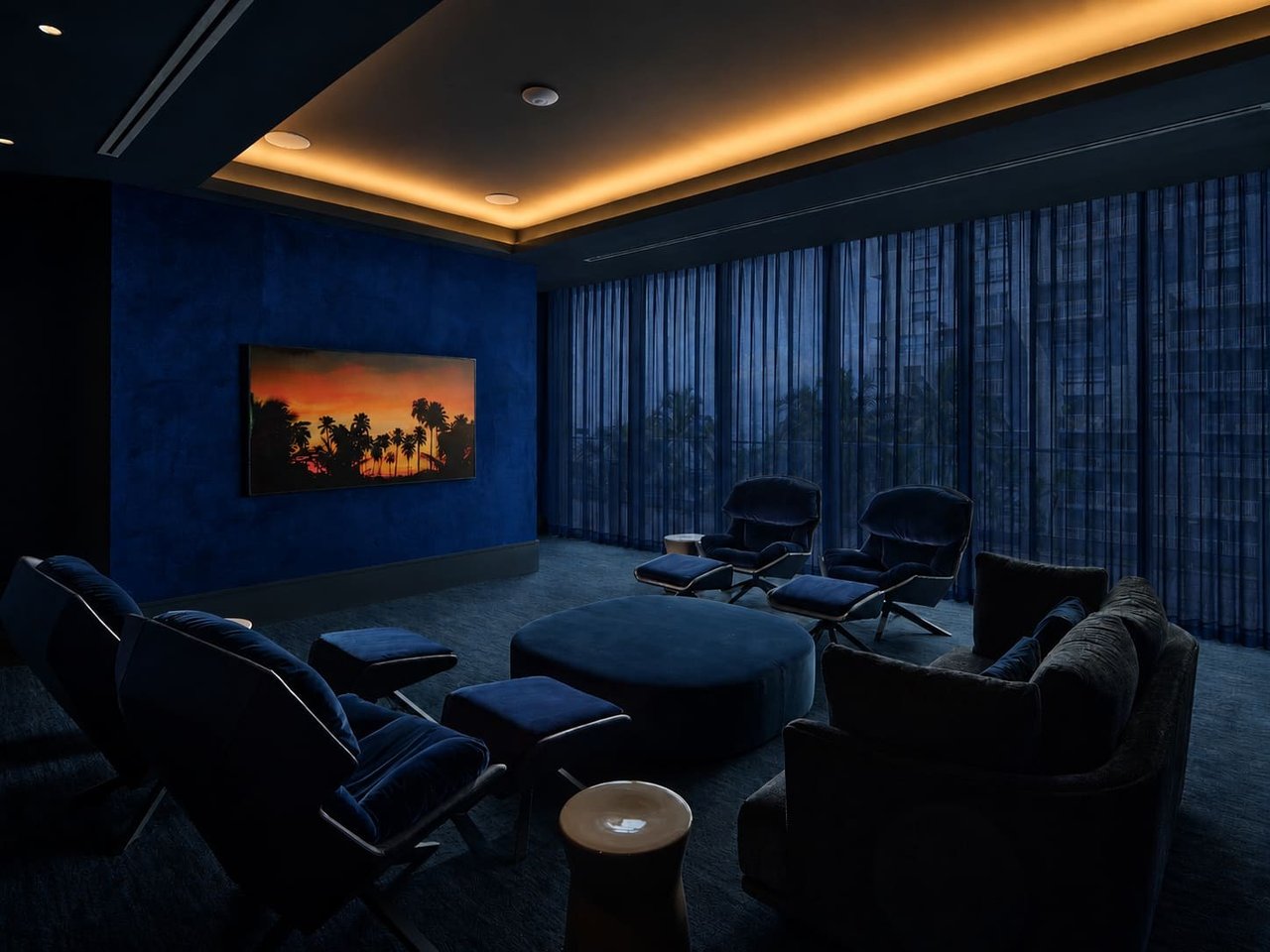Screening Room at UNA Residences on the Brickell waterfront in Miami, Florida.
