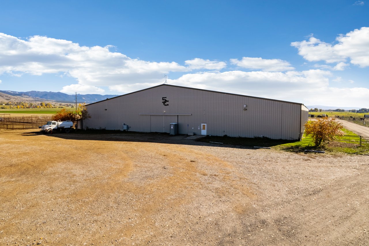 Exterior of the main indoor arena at 5C Arena & Event Center in Corvallis Montana