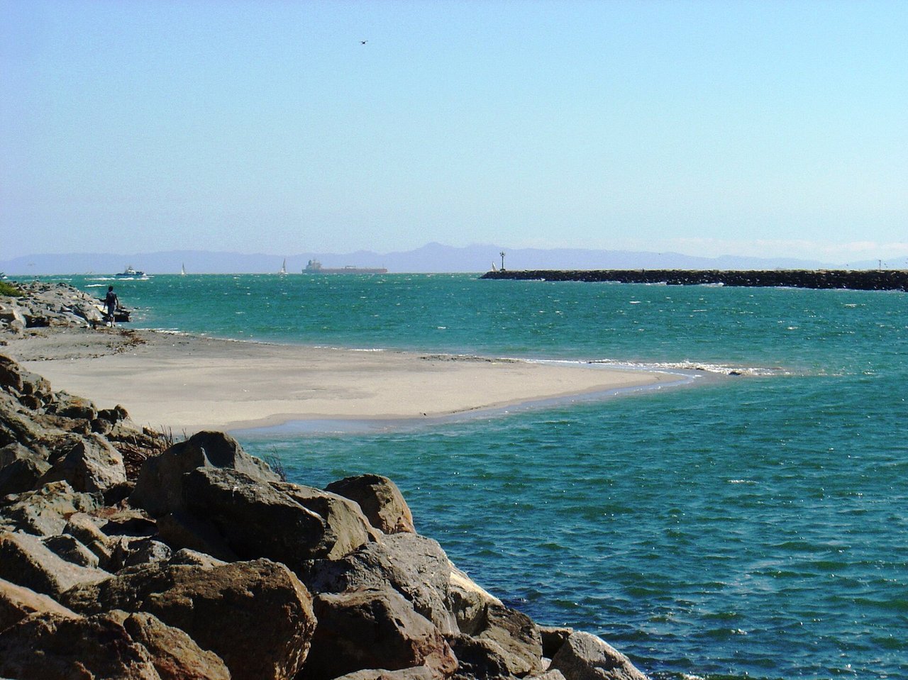 San Gabriel River mouth at the Pacific Ocean in Seal Beach