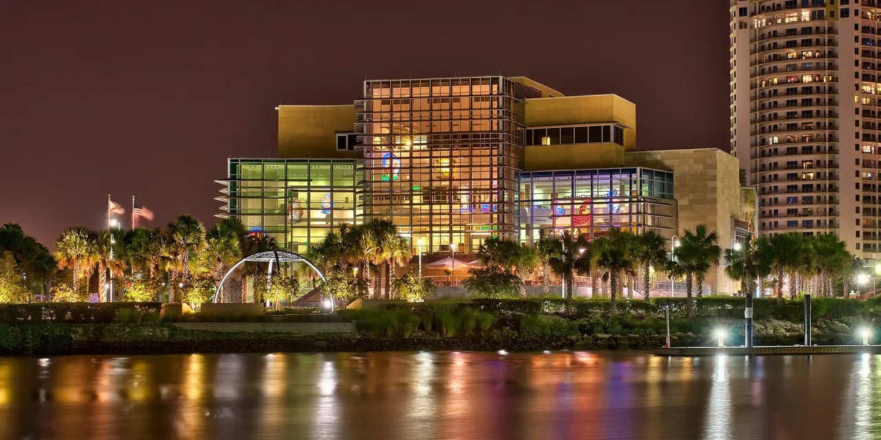 Modern architecture of Tampa Bay History Center on Riverwalk