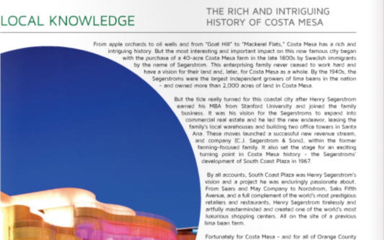 Local Knowledge: The Rich and Intriguing History of Costa Mesa
