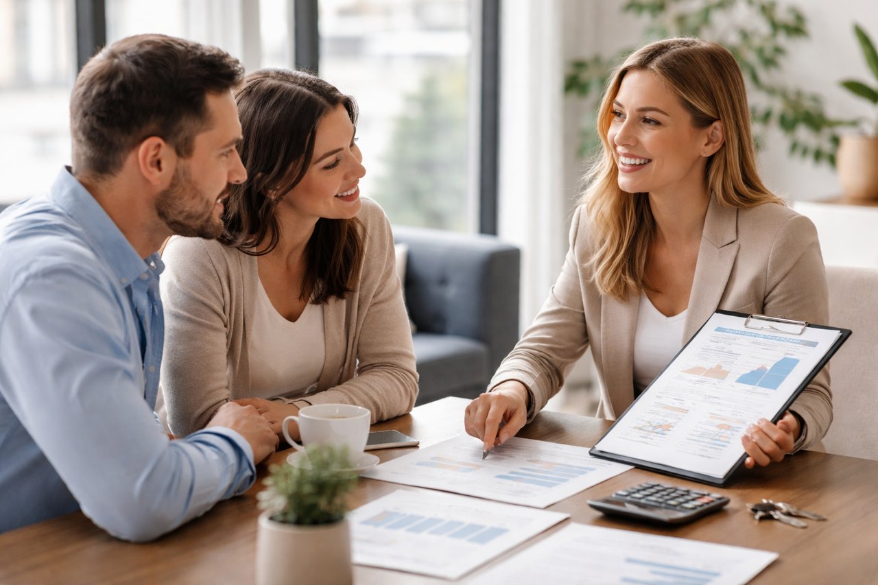 Real estate agent explaining pricing and strategy to clients