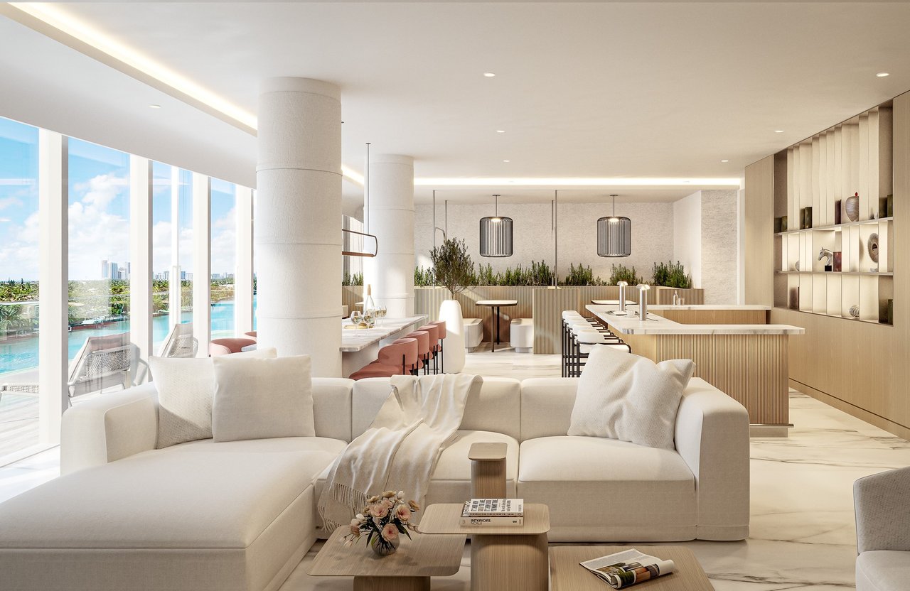 Rendering of residents club room at La Baia South in Bay Harbor Islands.