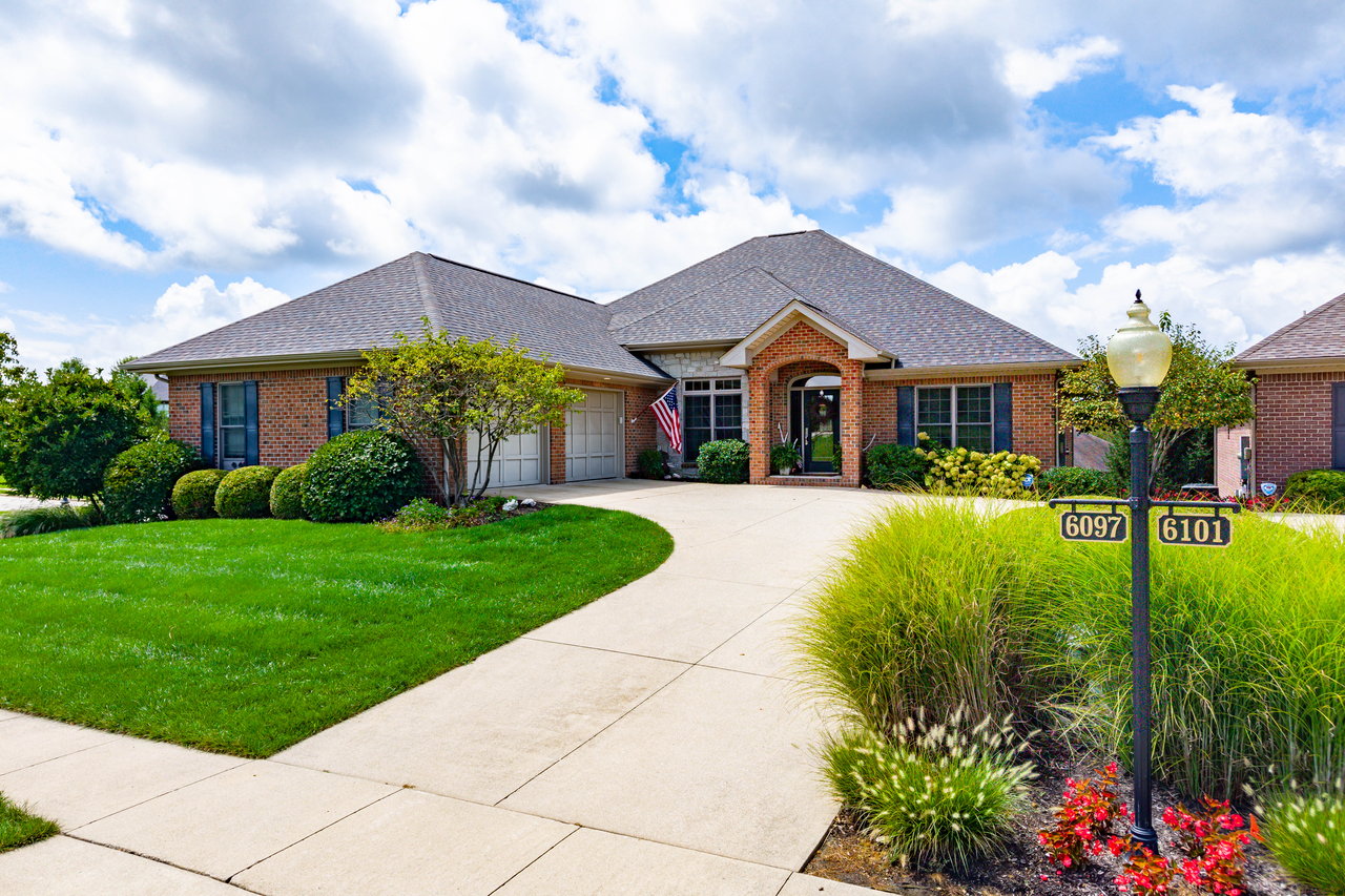 Exterior of executive home for sale in Tipton Lakes, Columbus, Indiana