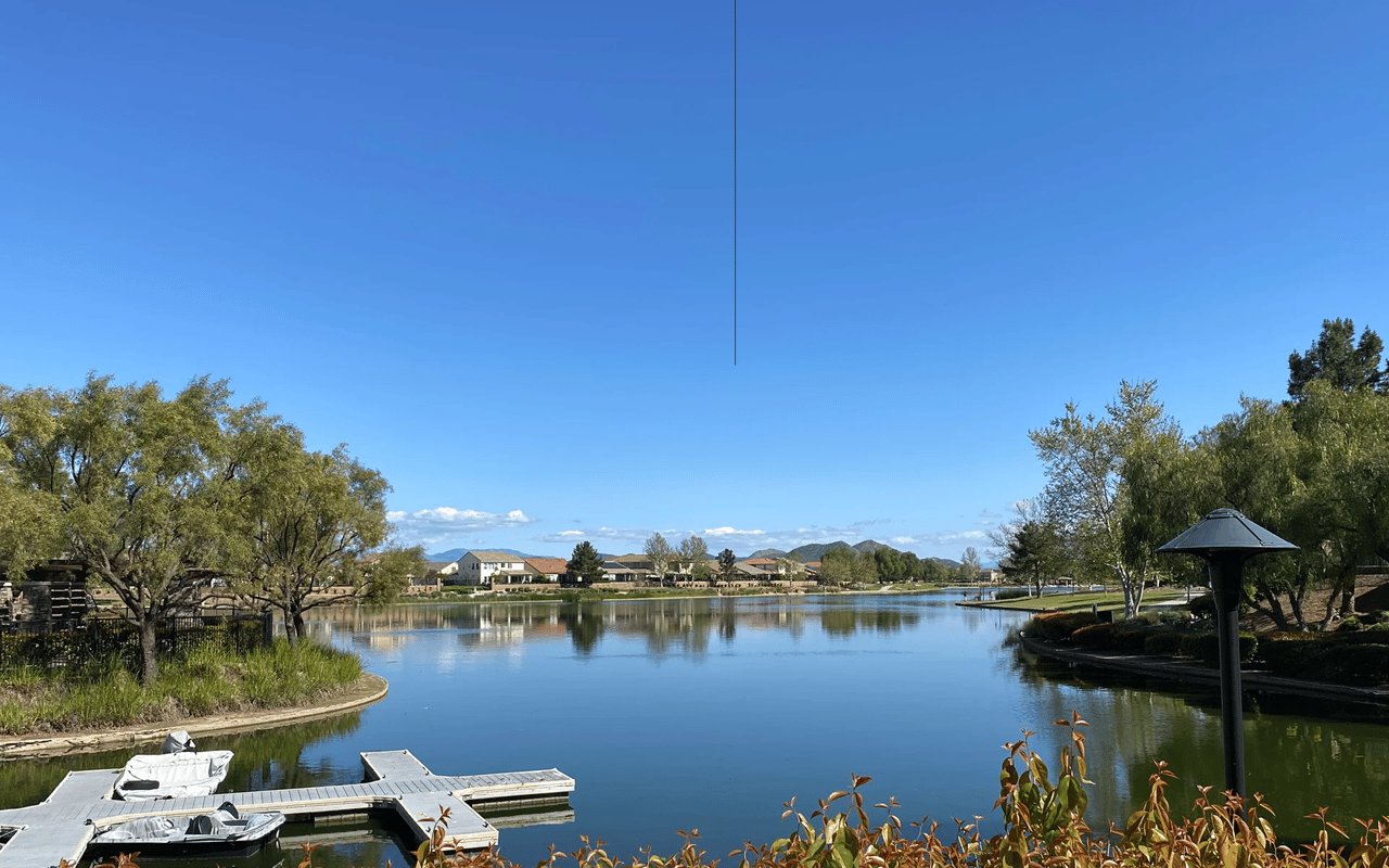 Scenic waterfront views of the 35-acre lake and walking trails in the Menifee Lakes master-planned community.