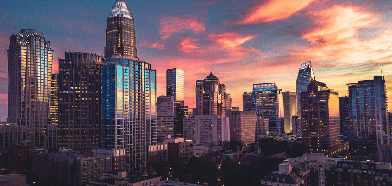 Charlotte skyline and multifamily development in Charlotte, North Carolina