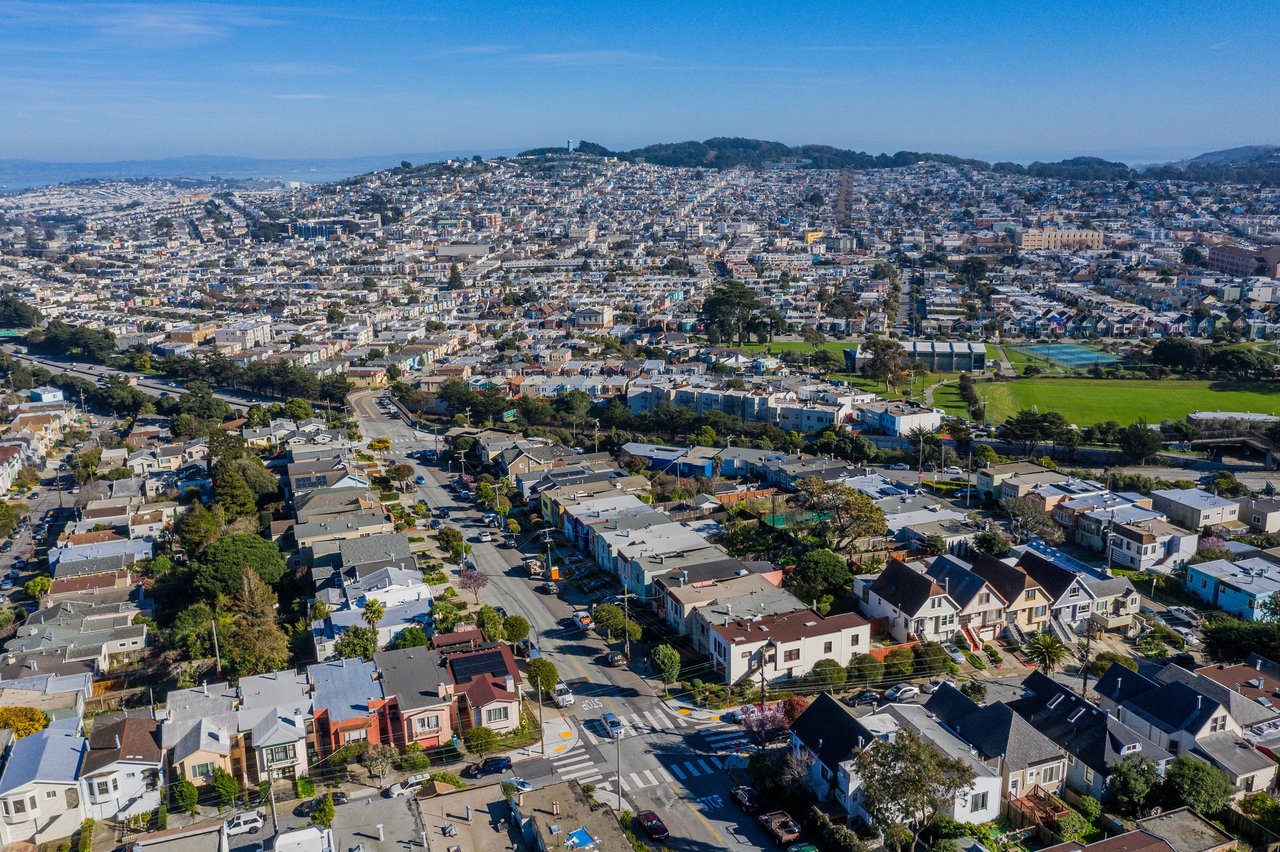 Aerial View of Mission Terrace looking East.