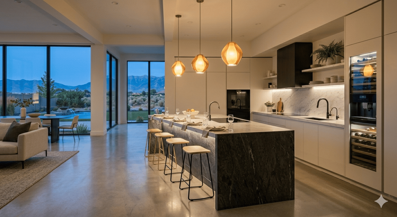 Large luxury kitchen with oversized island