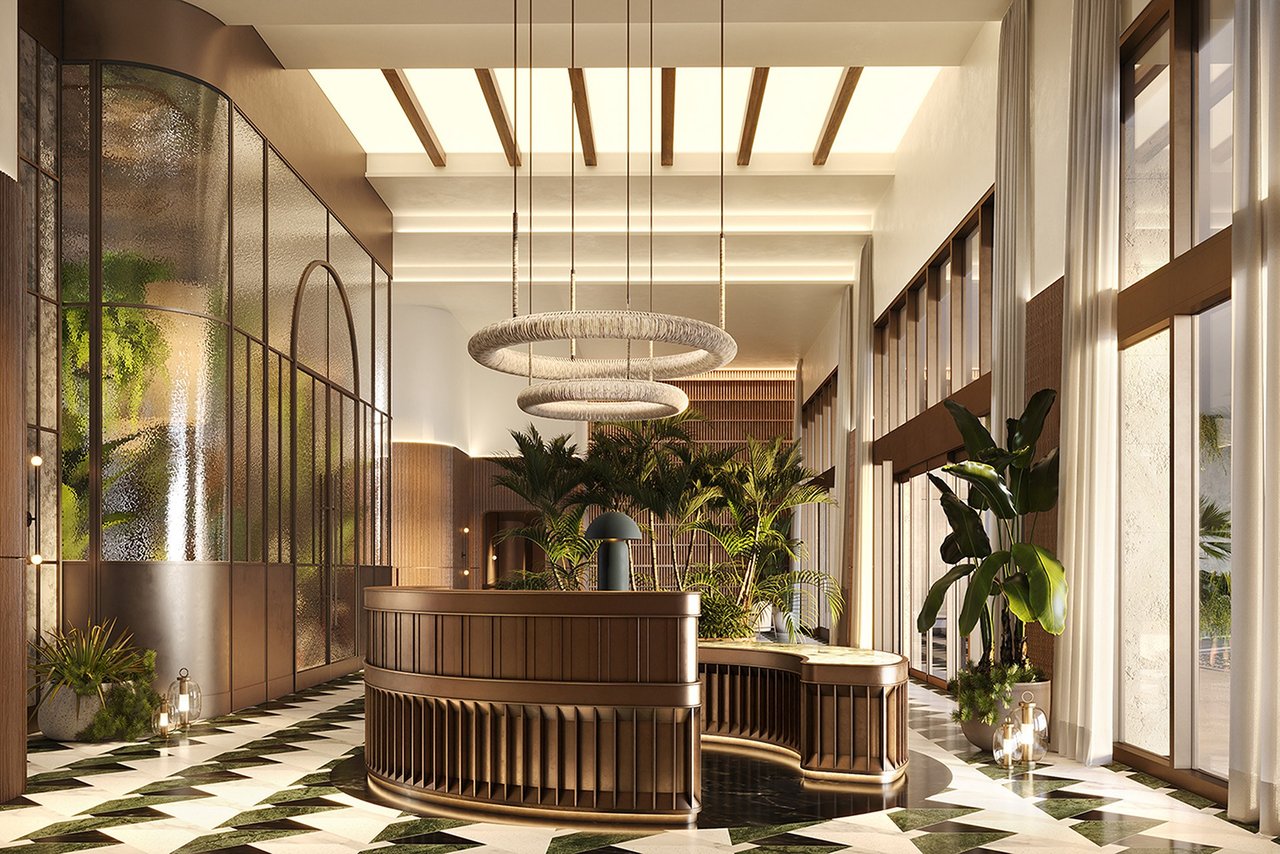 Rendering of reception at THE WELL Coconut Grove in Miami, Florida.