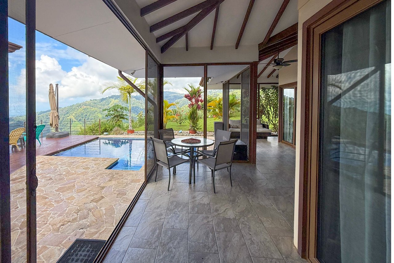 Ocean-View 3-Bedroom Home with 1-Bed Guesthouse, Pool & Spectacular Panoramic Views of Osa Peninsula in Balsar above Ciudad Cortés Costa Rica