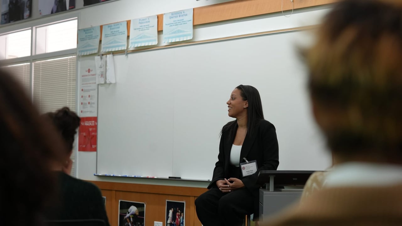 Arielle Dixon speaking to students at Saint Mary’s College High School career day
