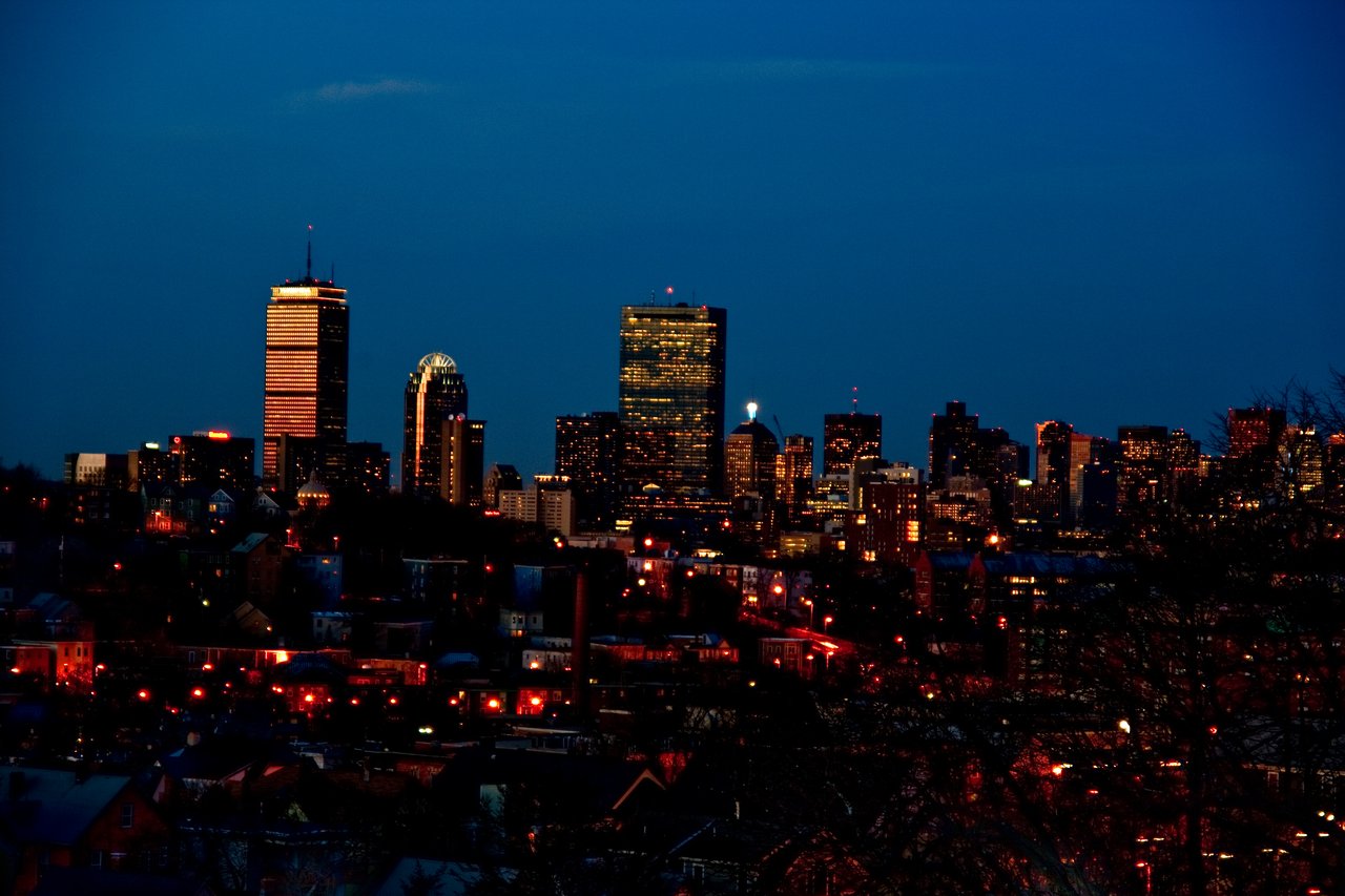 Boston Skyline from Sheridan Street in Jamaica Plain