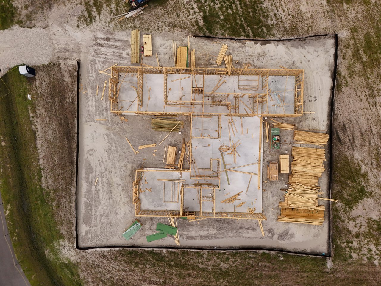 Aerial View of New Home Construction at Iron Branch
