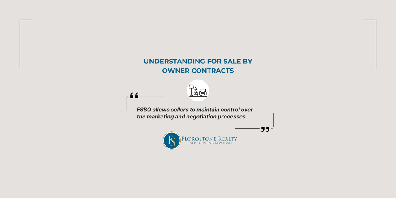  Quote graphic that highlights how FSBO gives sellers control over marketing and negotiation, accompanied by a living room icon and the Florostone Realty logo.