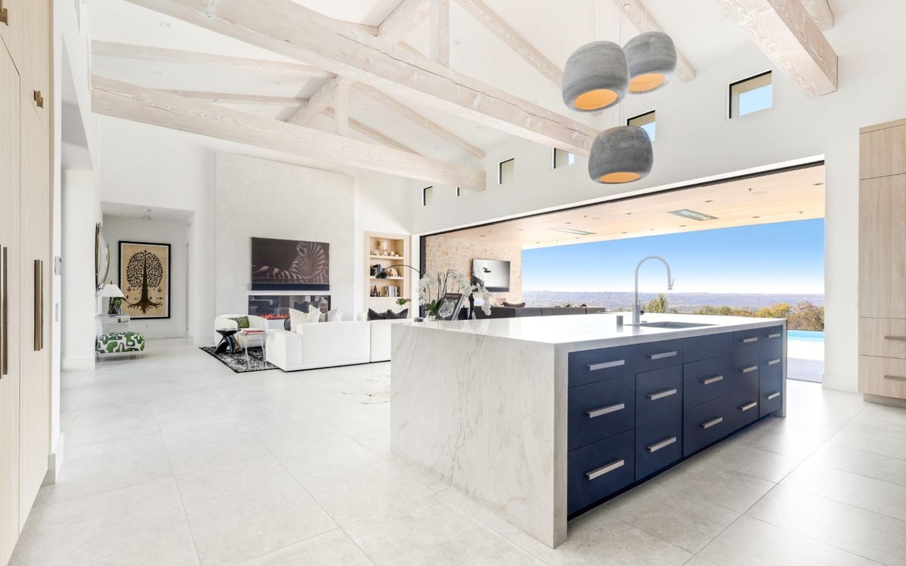 Luxury marble slab kitchen in Rancho Santa Fe estate