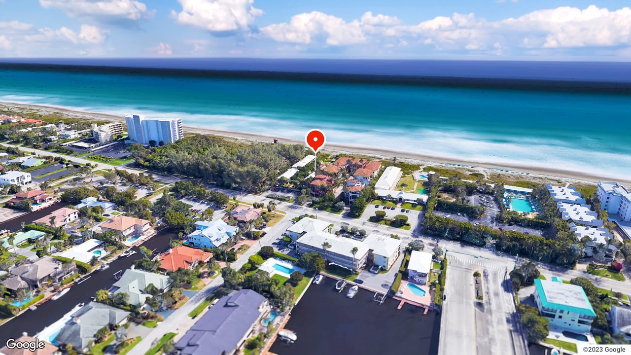 Aerial view of 1625 Ocean condo, 1625 S Ocean Blvd, Delray Beach. Brandon Tillemans, Douglas Elliman.