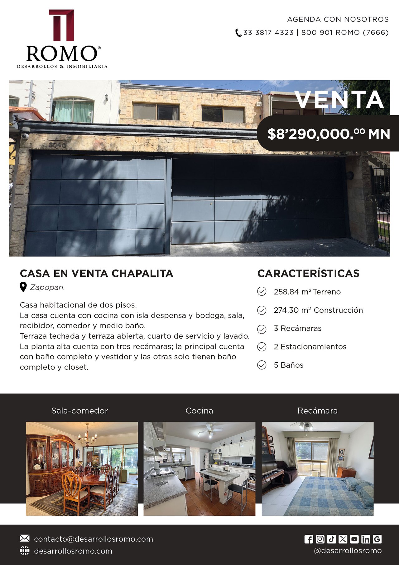 Casa en venta en Chapalita Poniente $8'290,000.00 MN