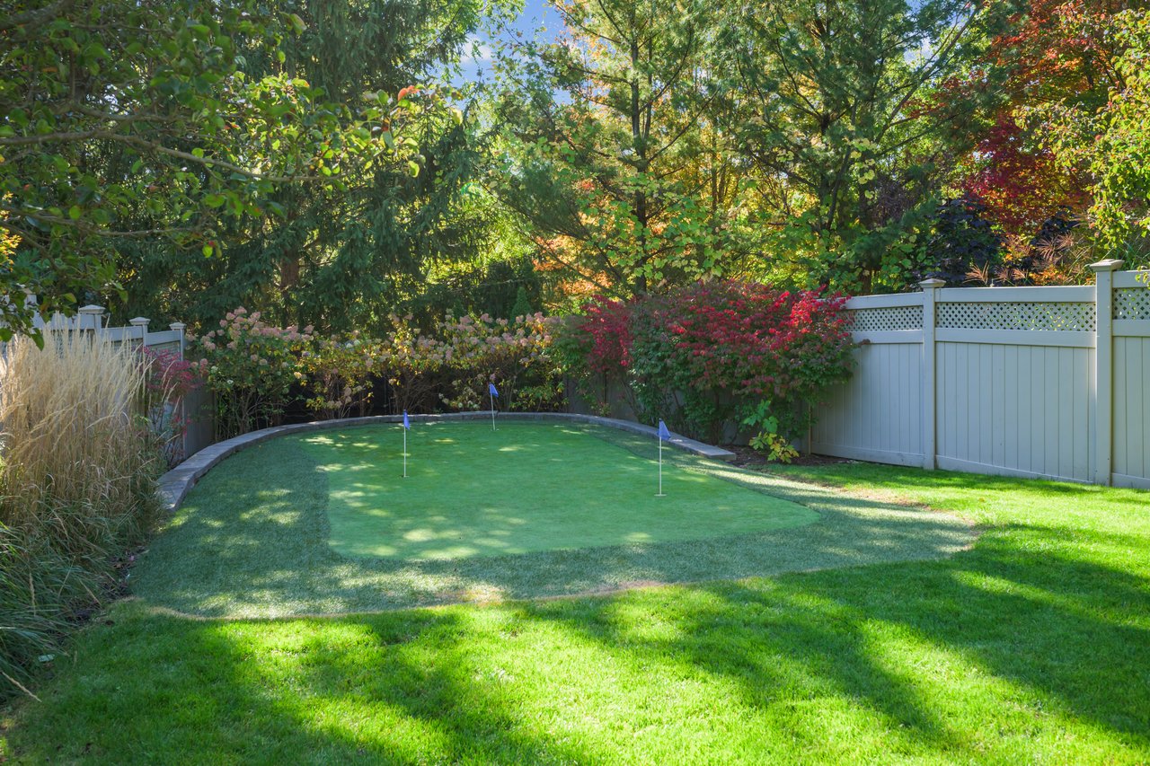Resort-style yard backing onto lush ravine