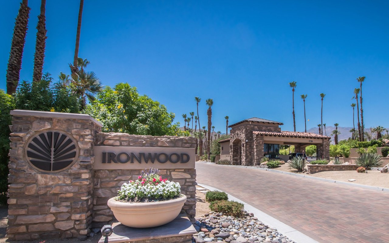 The entrance to Ironwood Country Club in Palm Desert, California.