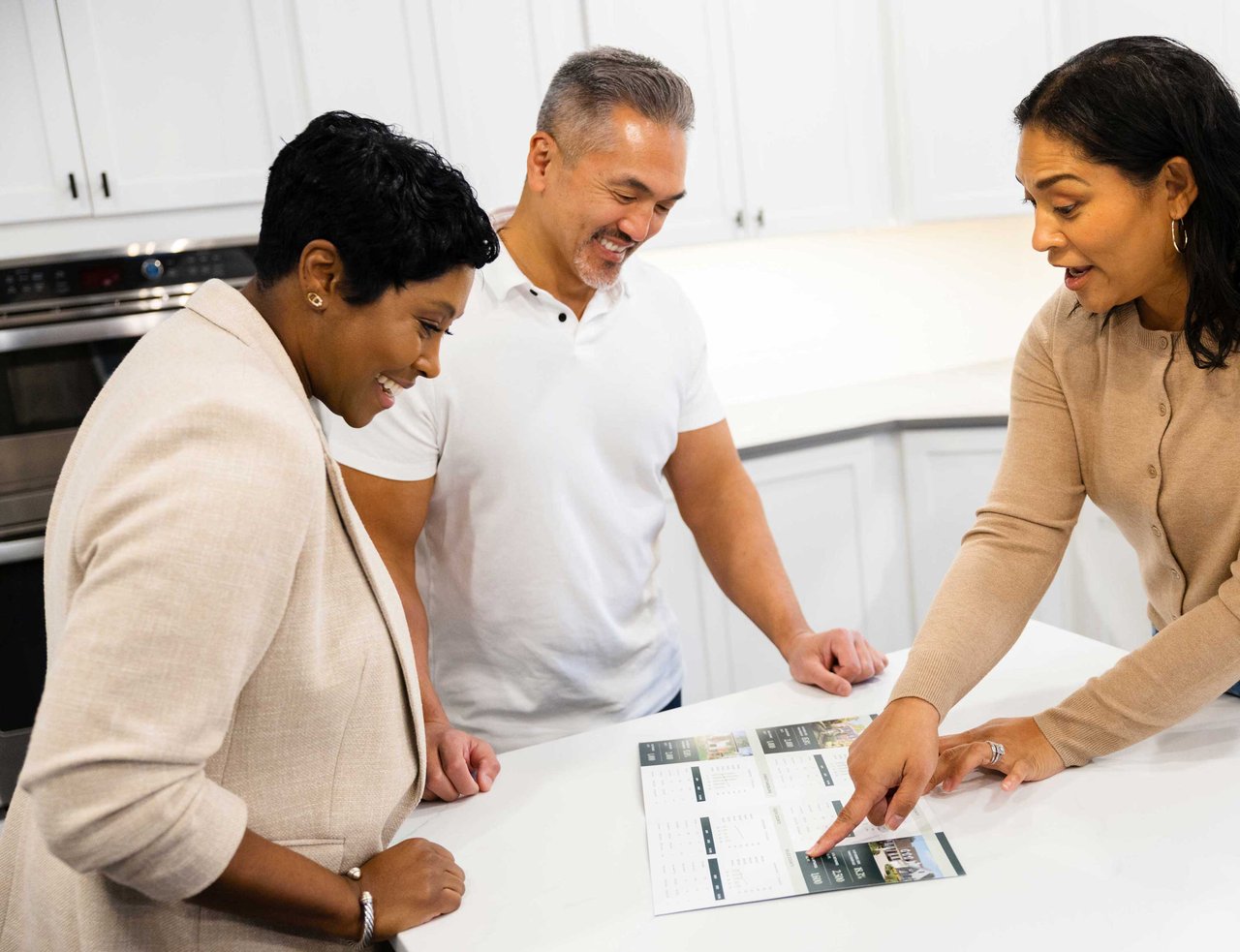 Nest realtor showing clients a data report