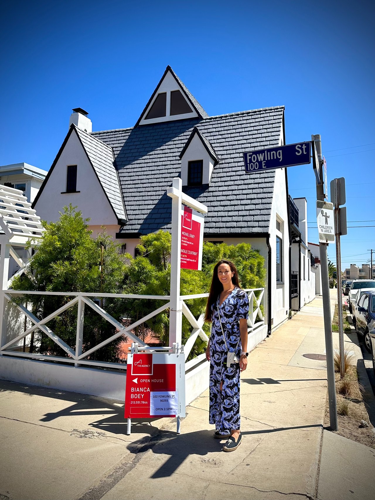 Bianca Boey real estate agent at open house on Fowling Street, Playa del Rey, Westside Los Angeles