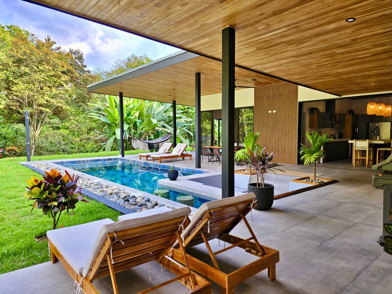 Stunning New Modern Home in Ojochal – Usable Lot Surrounded by Jungle and Creeks