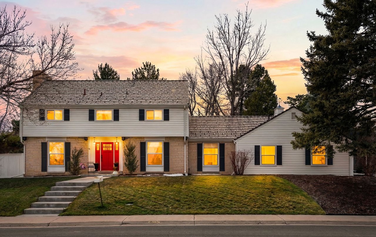 Front exterior of updated Southmoor Park home at 3565 S Oneida Way in Denver, Colorado