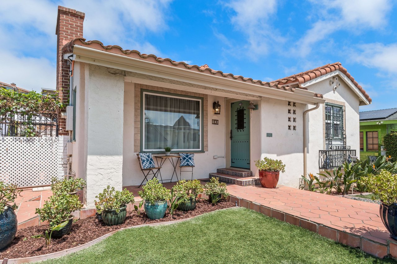 Charming, traditional Spanish bungalow in La Playa, Point Loma, San Diego, listed by Realtor Dawn Leahy.