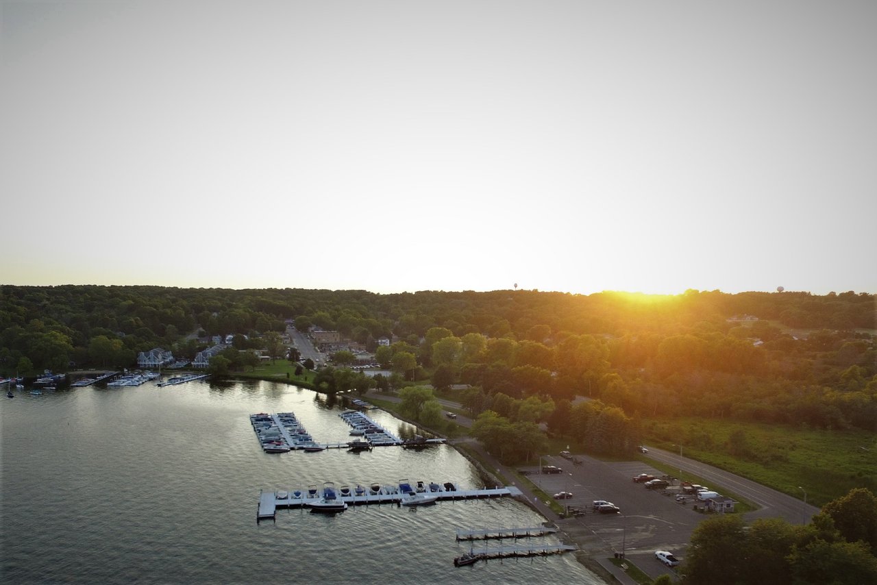 aerial view of williams bay wi