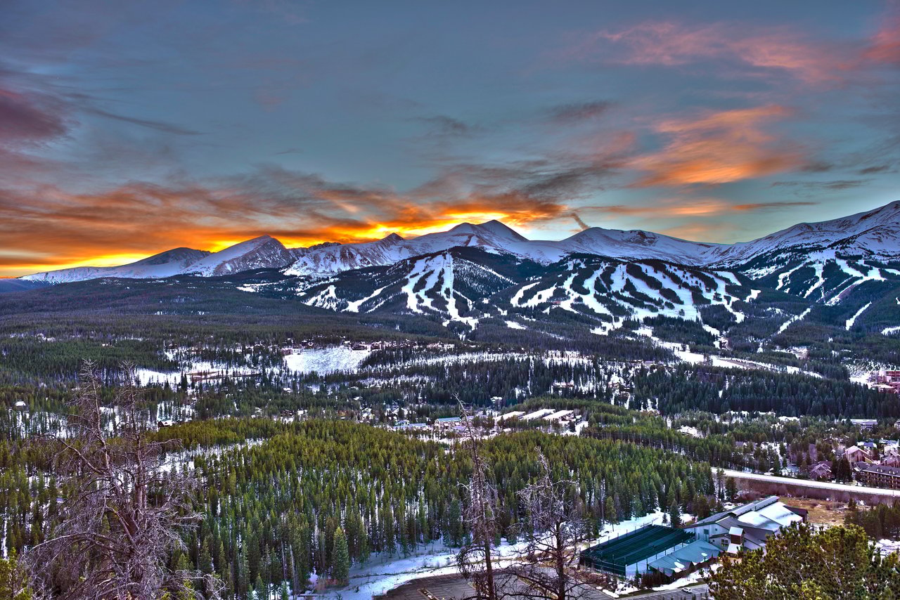 Drone shot of a Breckenridge Sunset