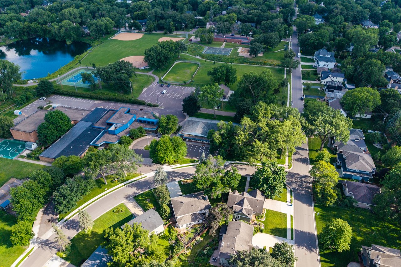 Aerial view of the Morningside neighborhood in Edina Minnesota