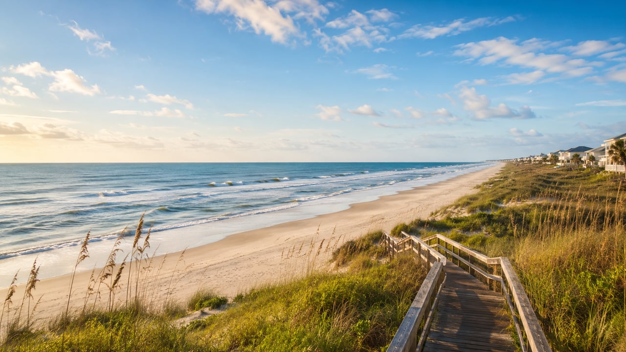 New Smyrna Beach shoreline with Atlantic Ocean views and natural coastal dunes