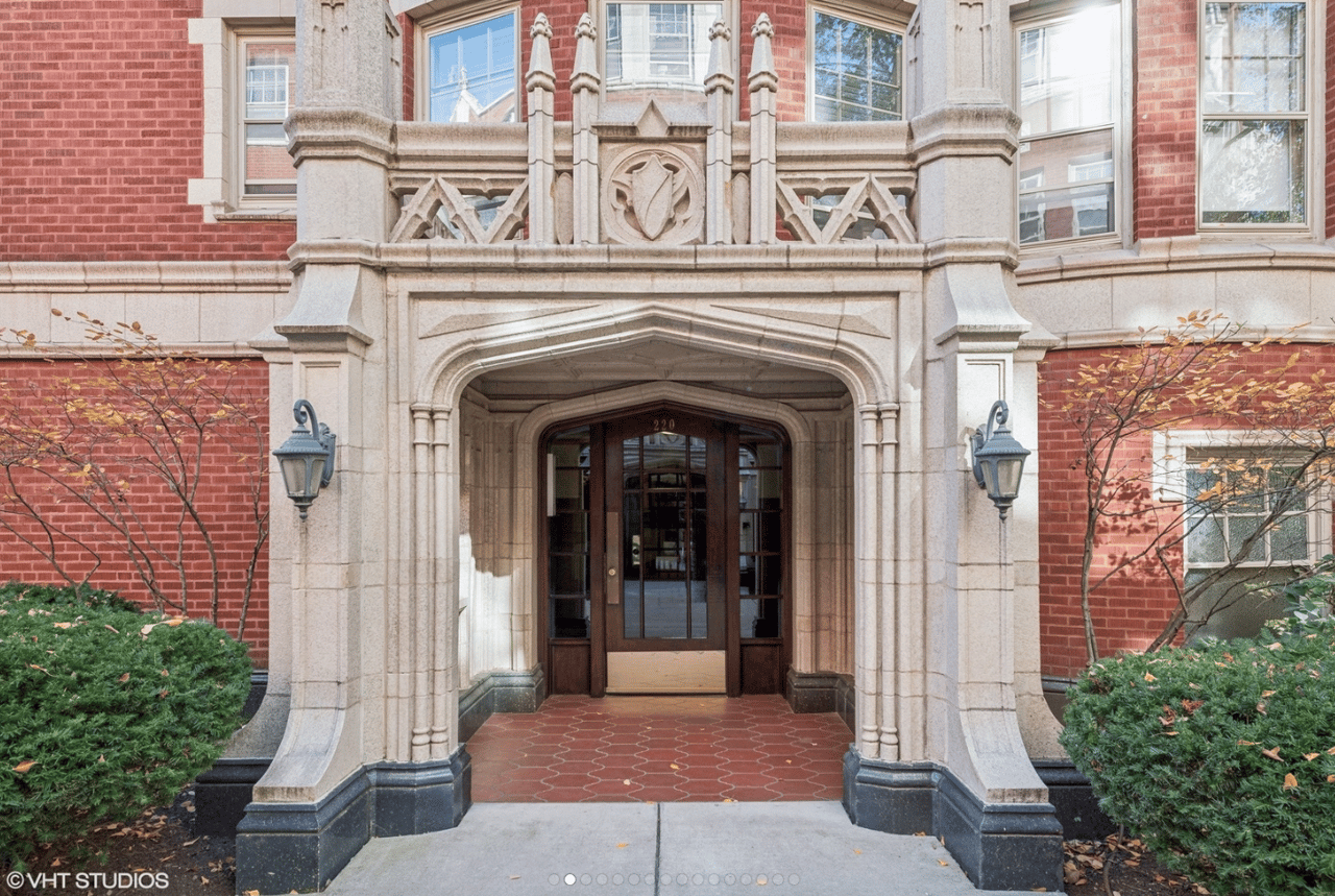 brick building with entrance to the first floor