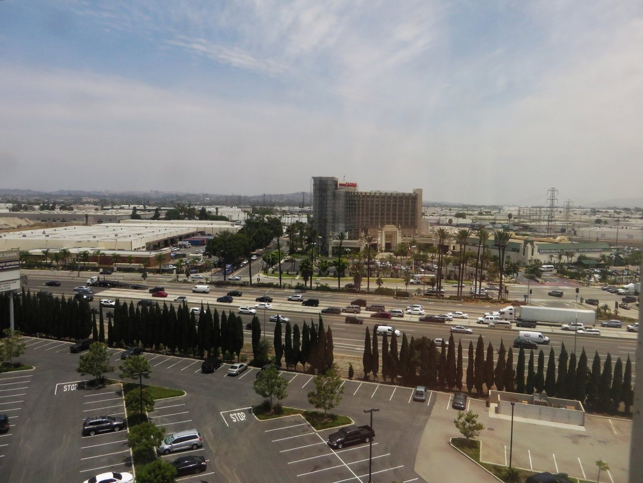 Commerce Casino and hotel tower across Interstate 5, photographed June 2014