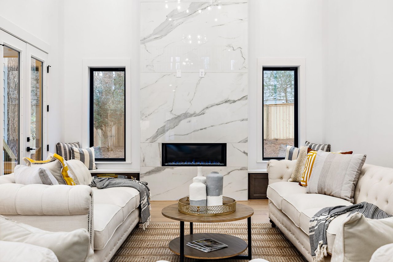Luxurious great room in Ridgewater Bleu home, Marietta GA, featuring elegant design, spacious layout, and premium finishes, perfect for family living in the desirable East Cobb and Walton High School district.