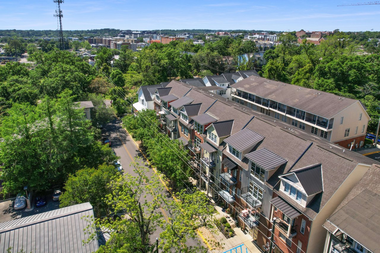 A similar aerial view of All Saints, focusing on the residential buildings and their integration with the urban landscape.