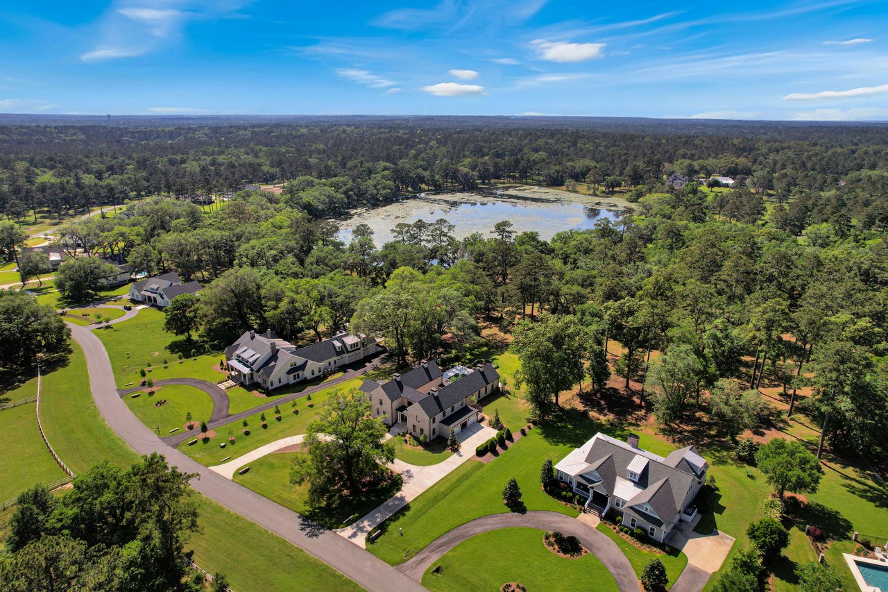 Another aerial view of Centerville Conservation, highlighting the layout of houses and green spaces.