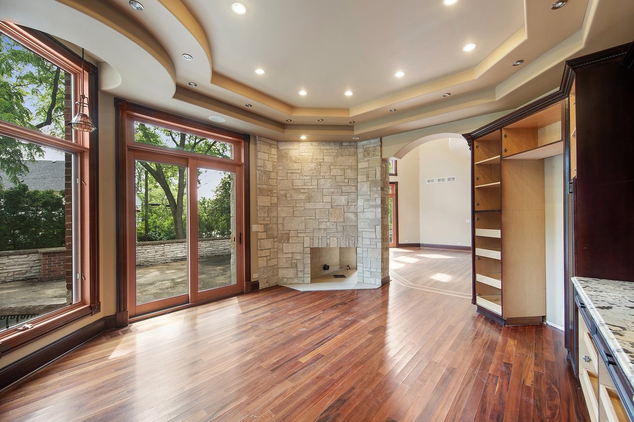 Brick And Stone Estate Situated On A Quiet Street In The Woodlands Of Hinsdale