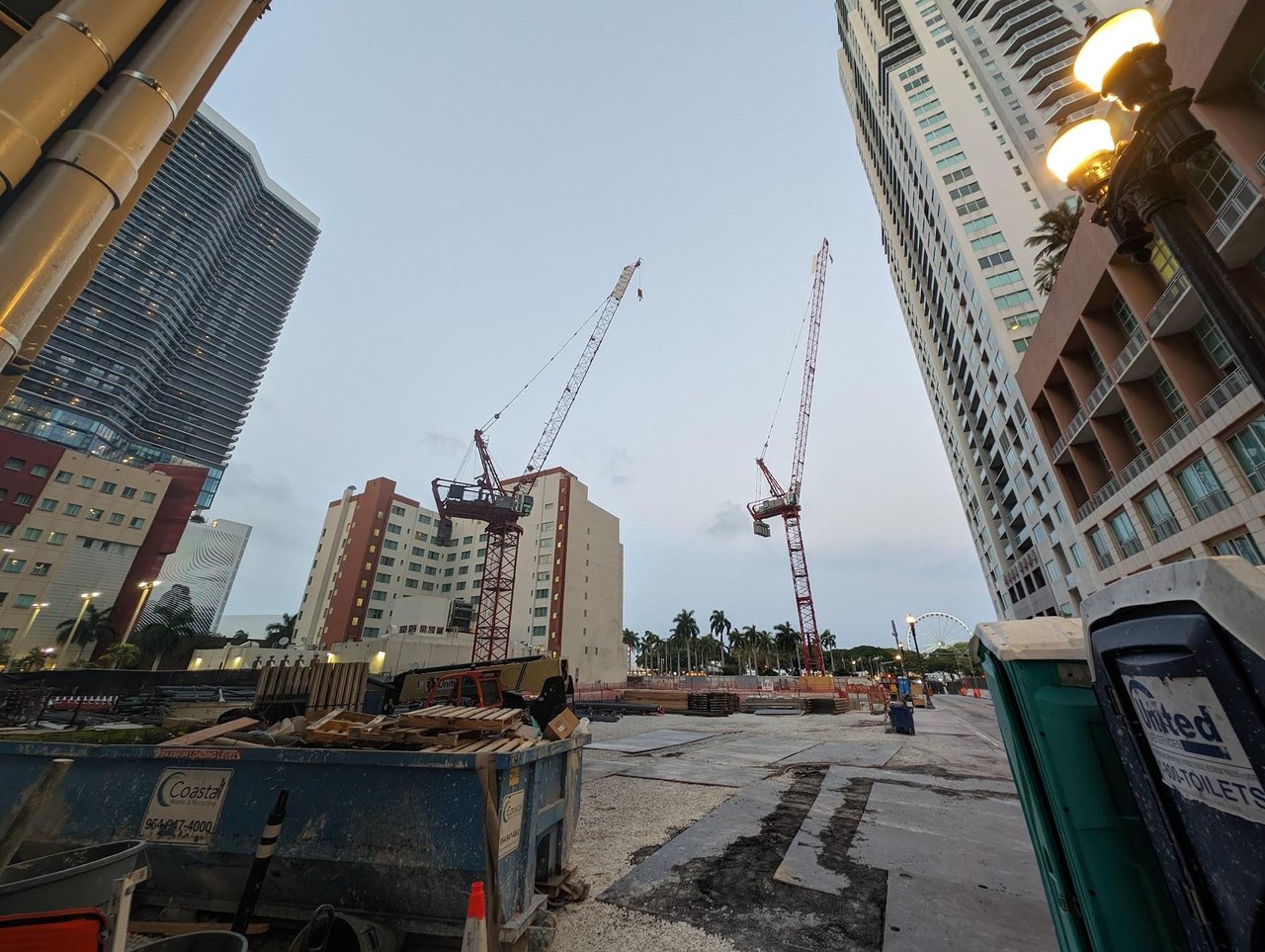 May 2024 - Cranes Installed for 100-Story Waldorf Astoria Miami