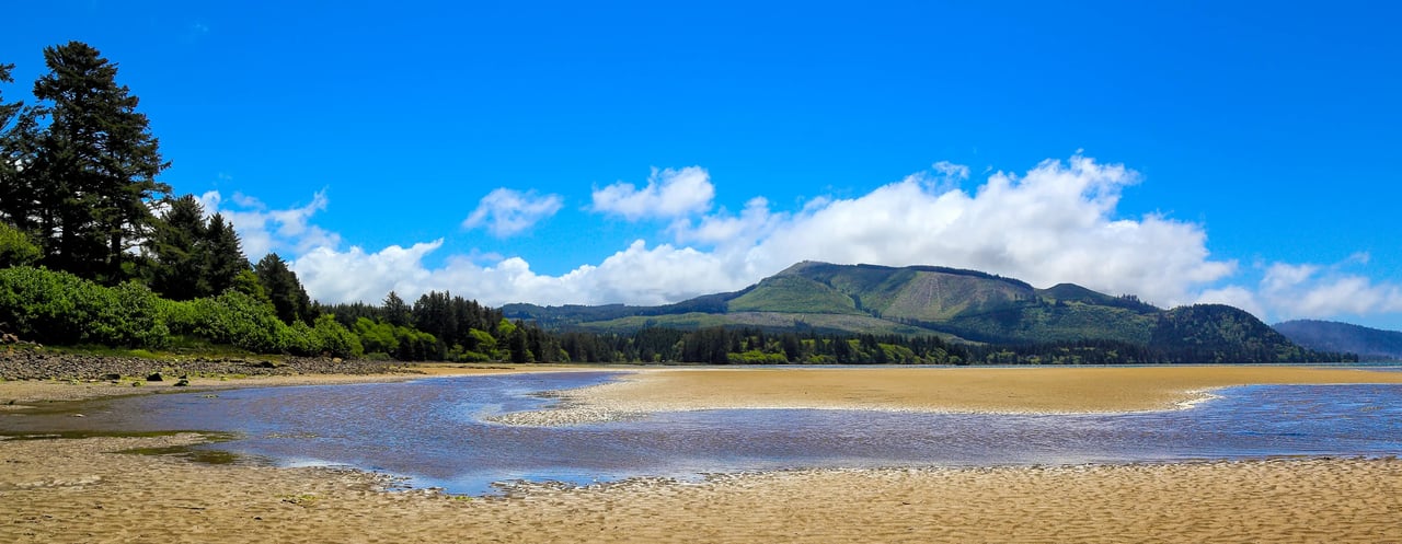 Looking south over the bay from Netarts Oregon to Cape Lookout at low tide